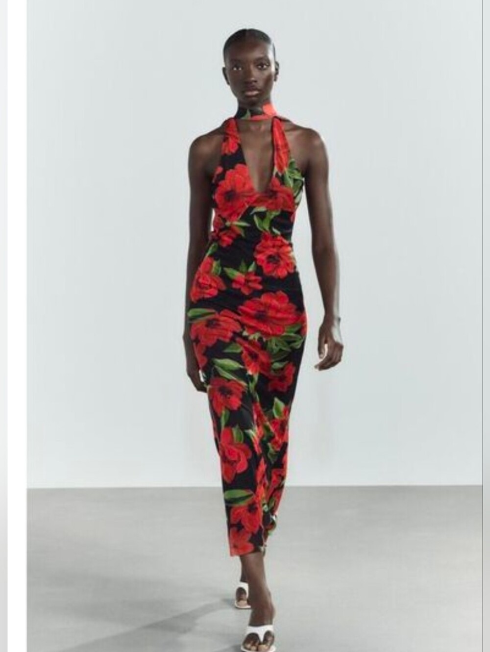 NWT ZARA FLORAL PRINT TULLE SCARF DRESS